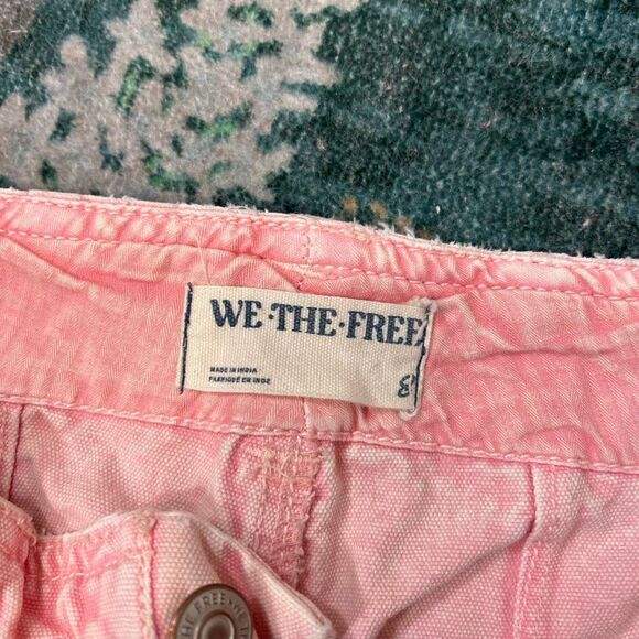 Free People Jeans Pants Pink Denim 8 Cargo Supersonic Slim Crop Trouser balloon - Picture 4 of 9